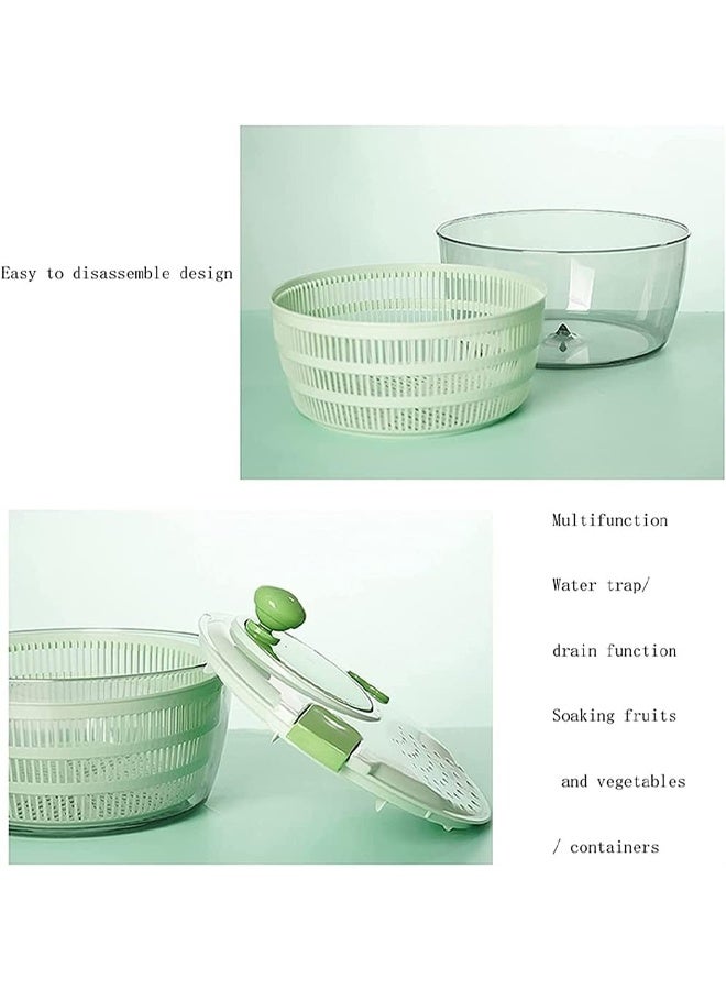 DUNISO 4L Salad Spinner,Hand Cranked Fruits and Vegetables Drain Dryer, Salad Washer，with Secure Lid Lock & Rotary Handle, Easy to Clean，Green  - Image 5