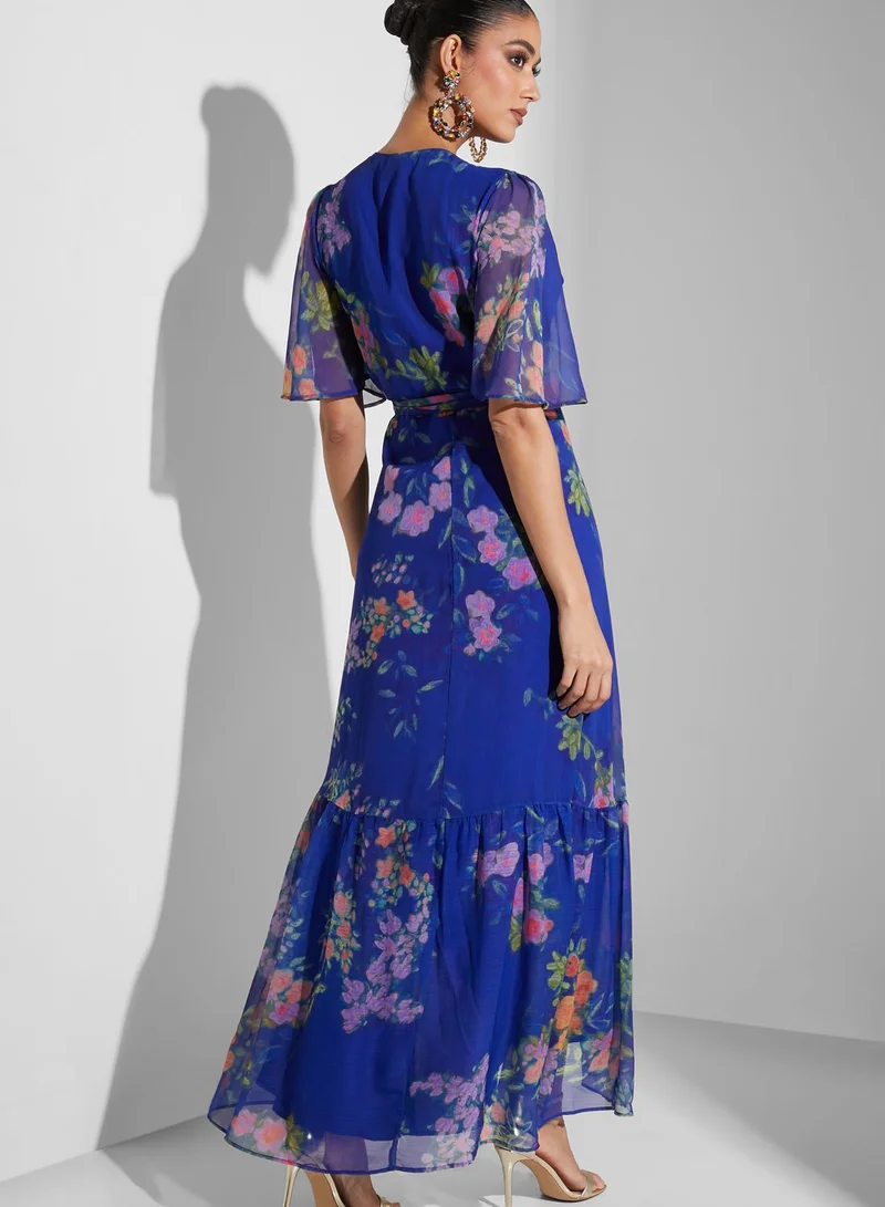 هوب اند ايفي فستان بنمط لف مطبع