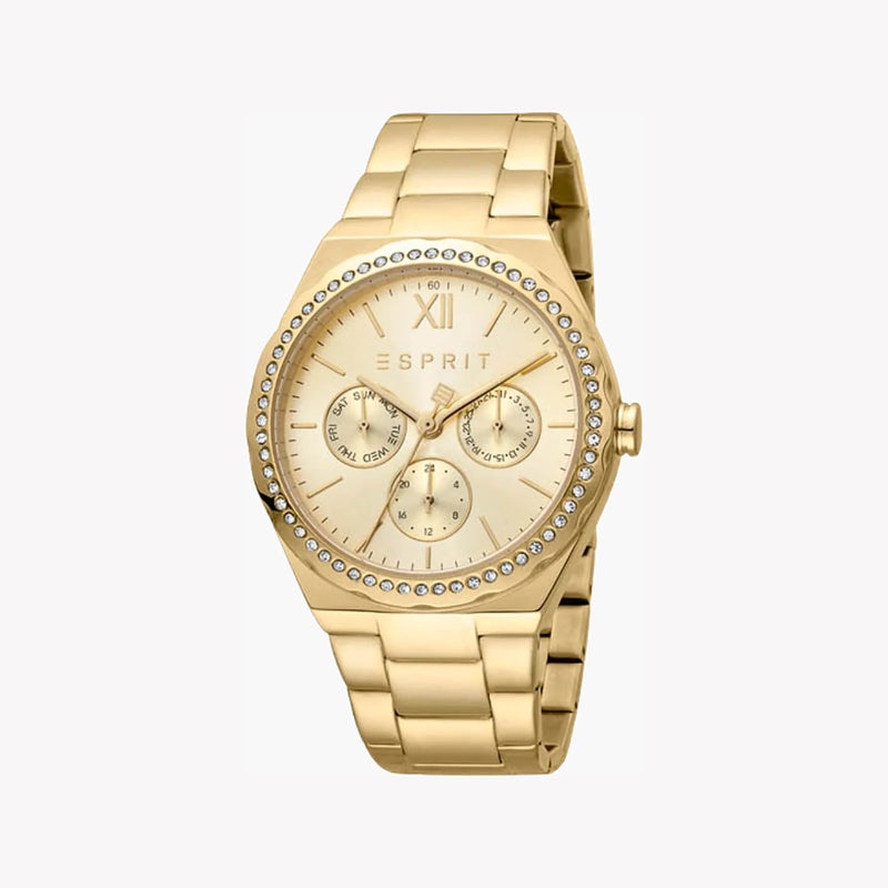 ESPRIT Women's Gold Stainless Steel Watch, Champagne Dial|ES1L193M0065 - Image 1