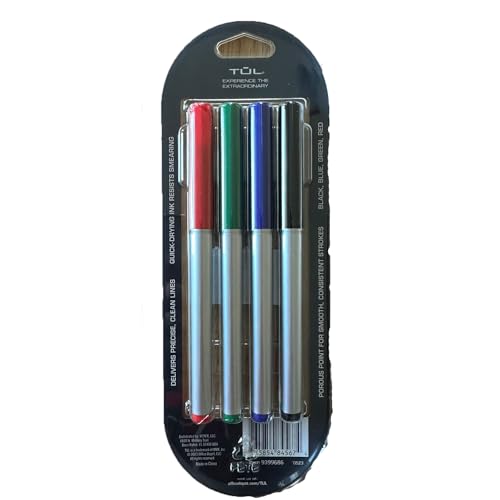 TUL® Fine Liner Felt-Tip Pens, Ultra-Fine, 0.4 mm, Silver Barrel, Assorted Ink Colors, Pack Of 4 Pens - Image 2
