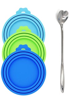 Silicone Pet Food Can Lids – Universal Fit for Dog & Cat Food Cans, 3 Pack with Spoon, Multi-Colored Covers for All Standard Sizes