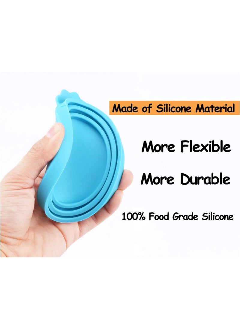 Chabeia - Silicone Pet Food Can Lids – Universal Fit for Dog & Cat Food Cans, 3 Pack with Spoon, Multi-Colored Covers for All Standard Sizes - Image 1
