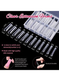 TsMADDTs Dual Nail Forms Set,TsMADDTs 120 Pcs Poly Gel Nail Form Polygel Nail Forms Clear Coffin Nail Extension Forms with Nail Clips Gel Brush Picker Nail Files Buffer Cuticle Pushers, Gel Nail Mold kit  - Image 2