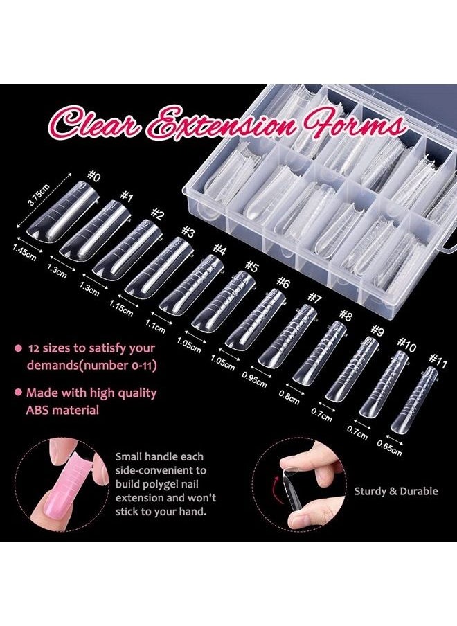 TsMADDTs Dual Nail Forms Set,TsMADDTs 120 Pcs Poly Gel Nail Form Polygel Nail Forms Clear Coffin Nail Extension Forms with Nail Clips Gel Brush Picker Nail Files Buffer Cuticle Pushers, Gel Nail Mold kit  - Image 2