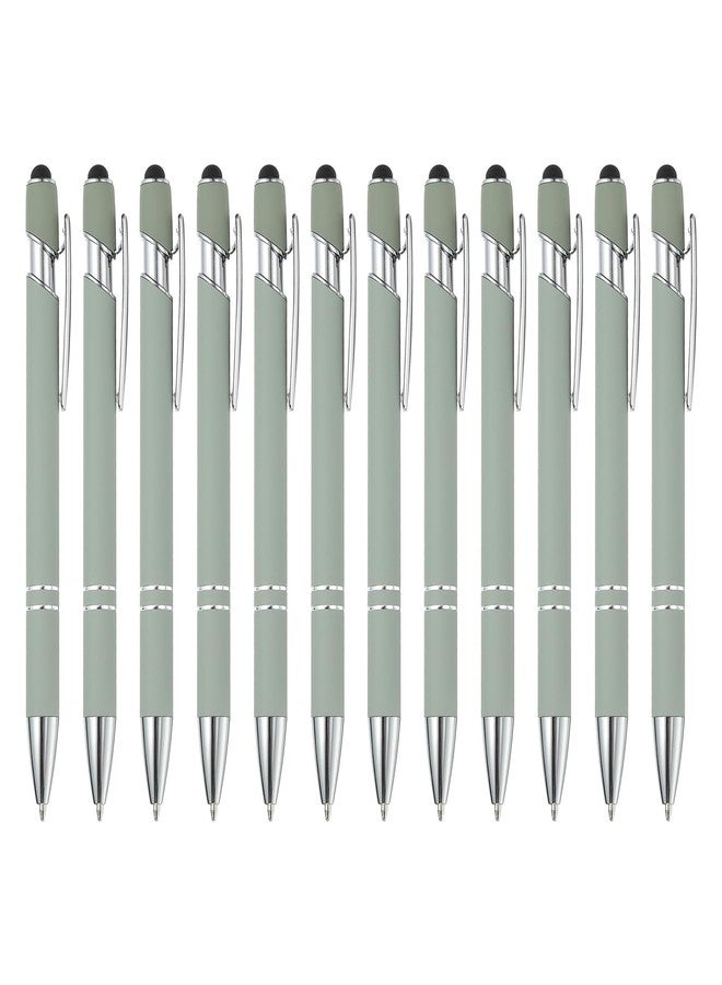 PATIKIL Ballpoint Pen with Stylus Tip, 12Pcs 2 in 1 Metal Stylus Pen Black Ink 1.0mm Medium Point for Touch Screens Style 3, Light Green - Image 1