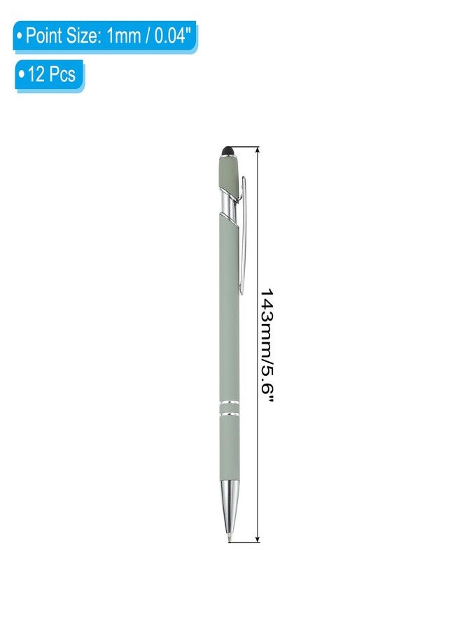 PATIKIL Ballpoint Pen with Stylus Tip, 12Pcs 2 in 1 Metal Stylus Pen Black Ink 1.0mm Medium Point for Touch Screens Style 3, Light Green - Image 2