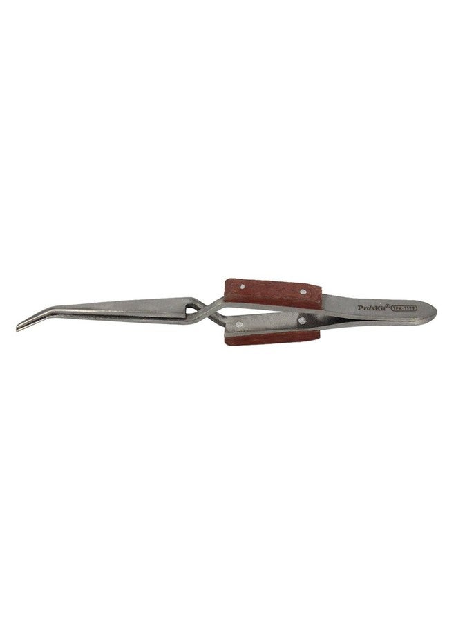 Pro'sKit 1PK-117T Tweezer Wooden handle Stainless Steel Precision Bend The Tip Bounce Tweezers (160mm) - Image 3