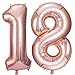 Jonhamwelbor 18 Number Balloons Rose Gold Big Giant Jumbo Number 18 Foil Mylar Balloons for 18th Birthday Party Supplies 18 Anniversary Events Decorations - Image 2