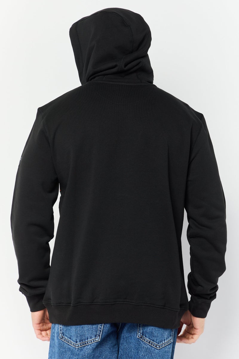 LAMBORGHINI Men Long Sleeves Brand Logo Hoodie, Black  - Image 2