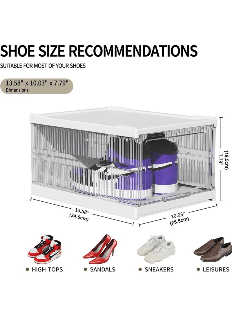أوزيغالور صناديق تخزين الأحذية بأغطية (3 قطع) - صناديق تنظيمية بلاستيكية شفافة قابلة للتركيب، تصميم قابل للطي بدون تركيب لتوفير المساحة في الخزانة، المدخل، والخزائن - Image 2