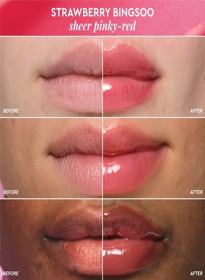 Glow Receipe Glass Balm Lip Treatment Strawberry Bingsoo (Sheer Pinky-Red) — 0.52 oz / 15 g - Image 3