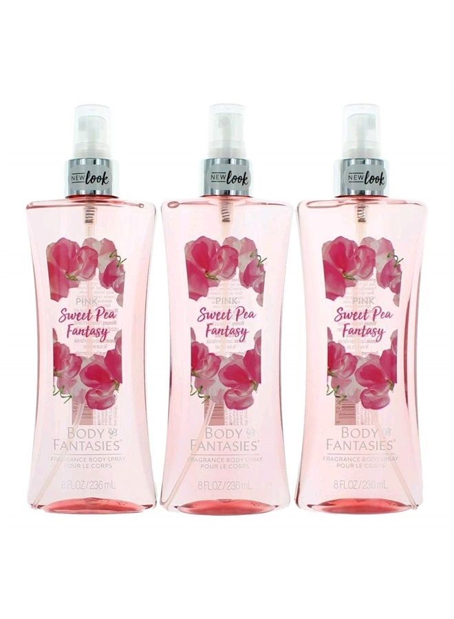 Parfums de Coeur Pink Sweet Pea Fantasy by Body Fantasies 3 Pack 8 Fragrance Body Spray women