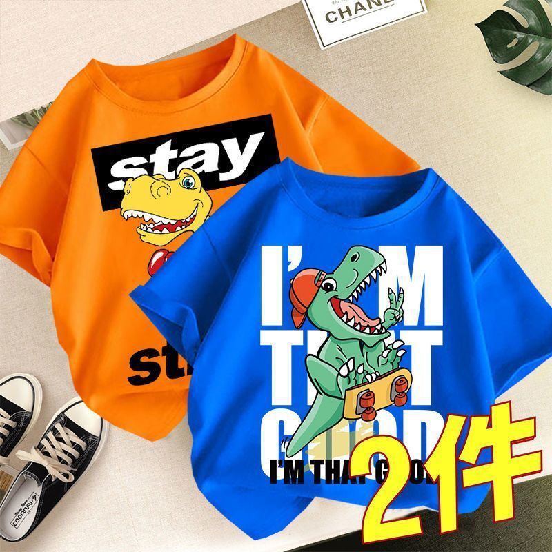 100 Cotton 24 New Little Boy'S Cotton T-Shirt Short-Sleeved Half-Sleeved Summer Thin Summer Wear Breathable Loose Children'S Wear 12 - Image 1