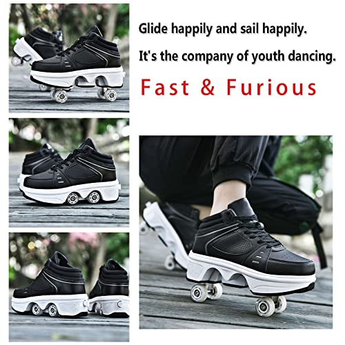 Deformation Roller Skates Roller Skates for Men and Women, Kids Roller Skates with 4 Shiny Wheel, 2 in 1 Invisible Deformation Roller Skate, Classic Double-Row Roller Skates for Indoor and Outdoor - Image 3