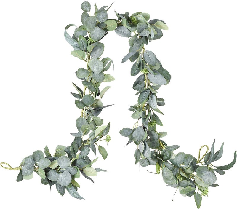 DearHouse 6.2 Ft Eucalyptus Garland Artificial Silk Eucalyptus Leaves Vines Handmade Garland Greenery Wedding Backdrop Arch Wall Decor Decorations - Image 1
