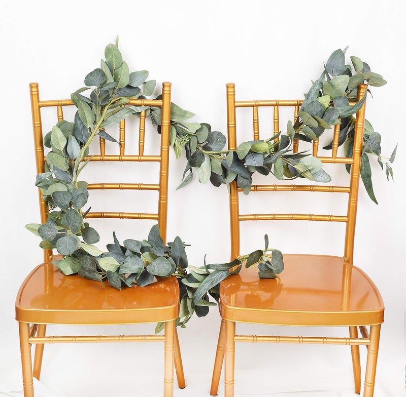 DearHouse 6.2 Ft Eucalyptus Garland Artificial Silk Eucalyptus Leaves Vines Handmade Garland Greenery Wedding Backdrop Arch Wall Decor Decorations - Image 3