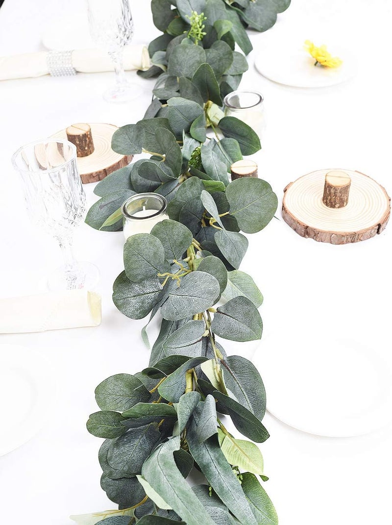DearHouse 6.2 Ft Eucalyptus Garland Artificial Silk Eucalyptus Leaves Vines Handmade Garland Greenery Wedding Backdrop Arch Wall Decor Decorations - Image 5