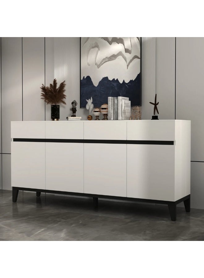 Homzmart MDF Buffet White - 90×180×40 cm - Image 1