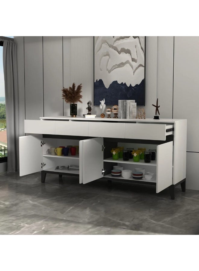 Homzmart MDF Buffet White - 90×180×40 cm - Image 3