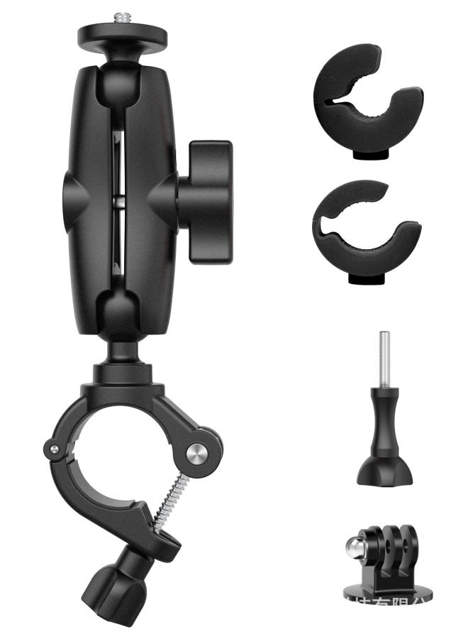 Generic Staring Bracket 25mm Ball Head Motorcycle Outdoor Riding Car Suction Cup Fixed Bracket Shooting Mobile Phone Bracket-Color:Extended Handlebar Clip  - Image 1