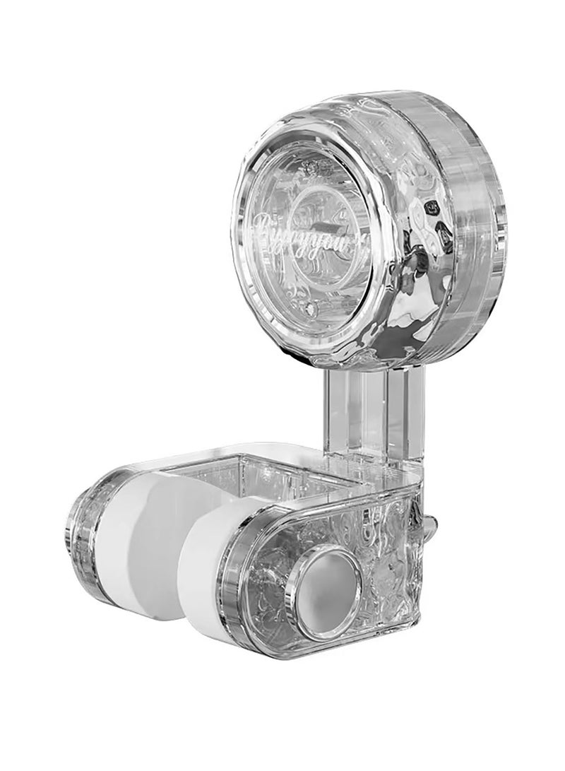 Adjustable Shower Head Holder with Suction Cup and 2 Hooks, Easy Release and Reposition, Wall Mounted Design, No Drilling Required, Transparent - Image 1