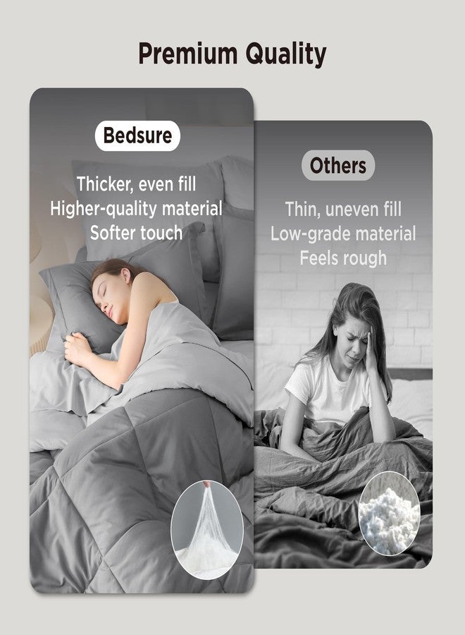 Bedsure Queen Comforter Set - 7 Pieces Reversible Grey Bedding, GentleSoft™ Queen Size Bed Set Gift for Family, Bed in a Bag with Warm Down Alternative Comforter, Sheets, Pillowcases & Shams - Image 2