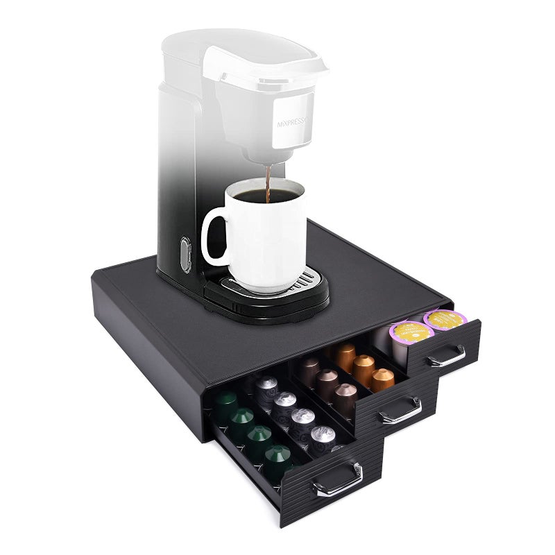 HauSun Coffee Pod Storage Drawer Coffee Capsule Organize Drawer Coffee Maker Holder Organizer,Compatible with 36 Capacity K-Cup or 48 Nespresso Capsule, Black - Image 1