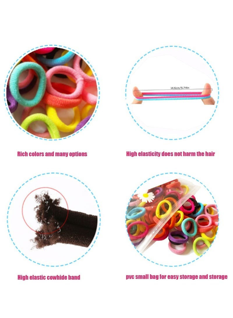 GlamKit 100 Pcs Baby Hair Ties, Hair Ties Band Set Multicolour, Hair Accessories For Girls , Hair Ties Elastic Hair Bands Ponytail Holders Rubber Bands Hair Barettes Hair Ropes Seamless Cotton Toddler Hair Ties, Multicolor Small Soft Hair Elastics Ponytail Holders(10Colors) - Image 3