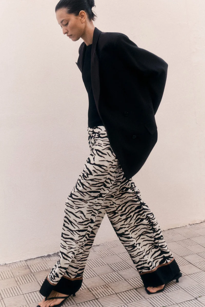 H&M zebra print Wide trousers for Women | Best Price UAE