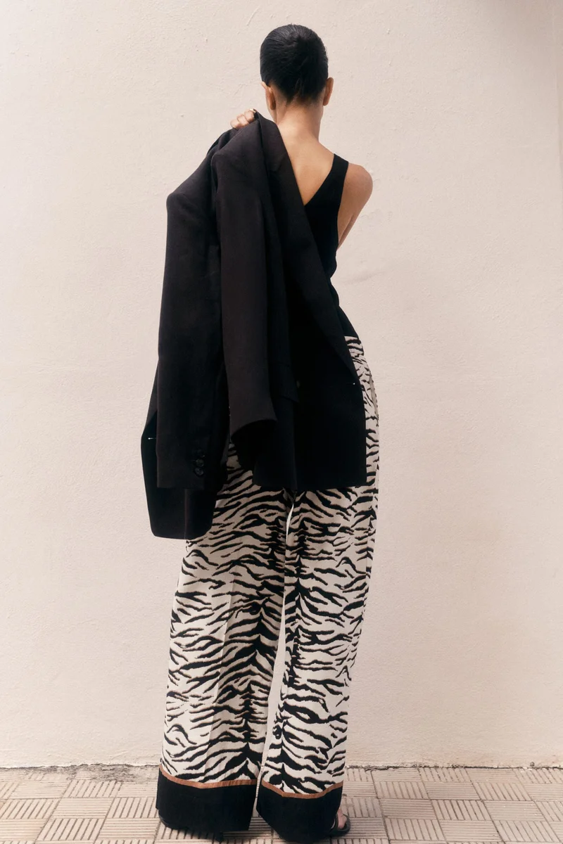 H&M zebra print Wide trousers for Women | Best Price UAE
