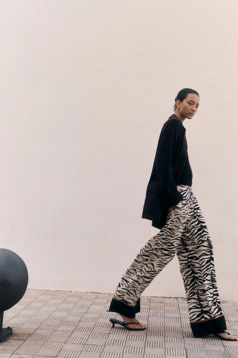 H&M zebra print Wide trousers for Women | Best Price UAE