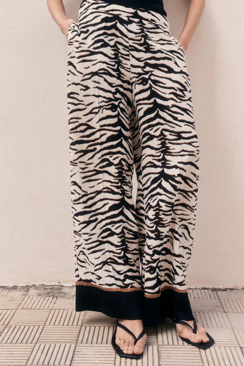 H&M zebra print Wide trousers for Women | Best Price UAE