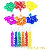 Bescon Mini Translucent Polyhedral RPG Dice Set 10MM Small RPG Dice Set D4D20 in Tube Packaging Assorted Colored of 42pcs 7X6 - Image 1