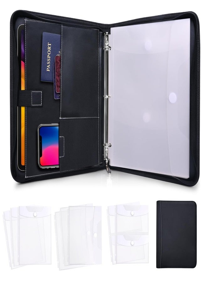 Antner Important Document Organizer Zipper Binder Family Life Emergency Portfolio Waterproof Document Bag for Birth Certificate Protector, Faux Leather Portfolio in Case I Go Missing Binder for Home - Image 1