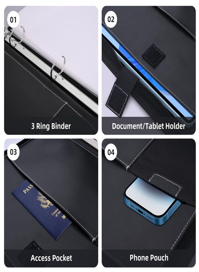 Antner Important Document Organizer Zipper Binder Family Life Emergency Portfolio Waterproof Document Bag for Birth Certificate Protector, Faux Leather Portfolio in Case I Go Missing Binder for Home - Image 5