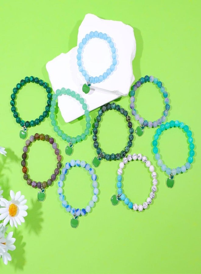 SCRDPRAD Teacher Appreciation Bracelet Gifts for Women Green apple Natural Stone Thank You Gifts Bracelet Inspirational Love Teach Gifts Teachers Day Thanksgiving Christmas Back To School Jewelry (Dark Green) - Image 5