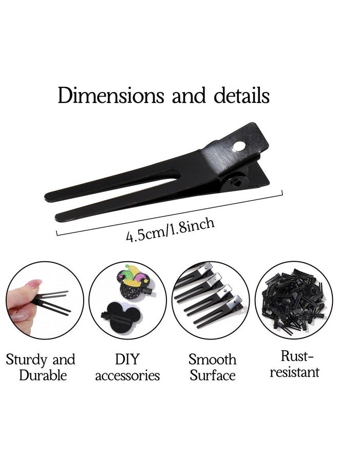 choicbaby - choicbaby 120pcs Double Prong Curl Clips, 1.8' Stainless Steel Hair Clips for Hair Bow, Great Pin Curl Clip, Hair Salon Barber (Black, 1.8 inches, 4.5 cm) - Image 1