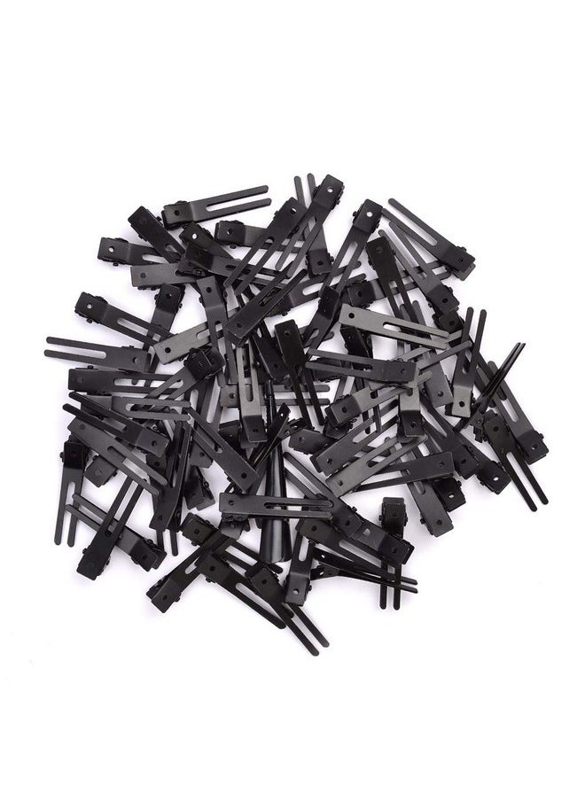 choicbaby - choicbaby 120pcs Double Prong Curl Clips, 1.8' Stainless Steel Hair Clips for Hair Bow, Great Pin Curl Clip, Hair Salon Barber (Black, 1.8 inches, 4.5 cm) - Image 1