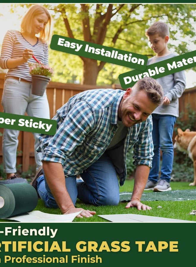 Linghou Double-Sided Artificial Grass Turf Seam Tape (6”x16') Self Adhesive Seaming Tape for Concrete, Wood Floors, Patios, Indoor/Outdoor Carpets Fake Green Lawn Synthetic Turf Rug, Durable - Image 5