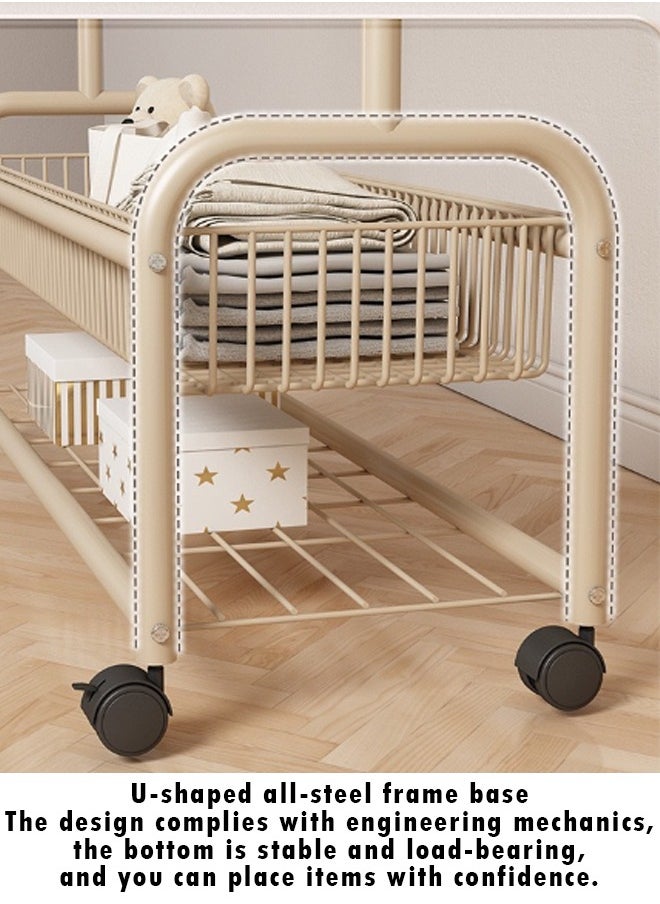 ZCM-HAPPY - Double Layer Clothes Rack with Bottom Shoe Storage Shelf, Floor Standing, Moveable Coat Rack with Clothes Rod and Hanging Hooks, Cactus Style Design and Mobility Wheels for Household Indoor Use 80cm - Image 1