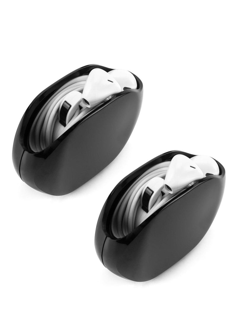 KASTWAVE Automatic Portable Cable Winder, Retractable Cord Organizer, Cord Management, Headphone Cable Storage Headphone Keeper for USB Cables Earphone, USB Cable and Charging Cable, 2 Pack - Image 1