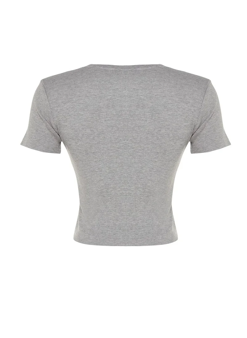 trendyol Embellished Ribbed T-Shirt