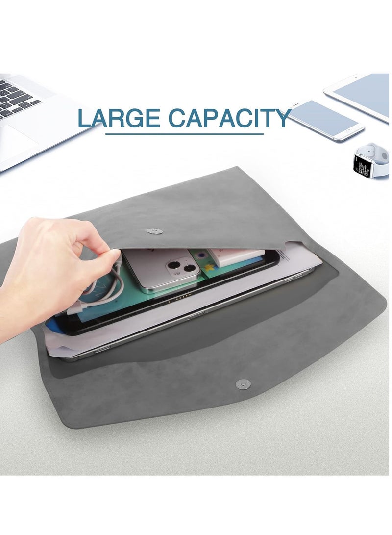 TRASSLE File Folder, PU Leather A4 Document Holder File Organizer Filing Envelope Portfolio Case Tablet Sleeve with Magnetic Snap Closure for Home School Office Stationery  - Image 5