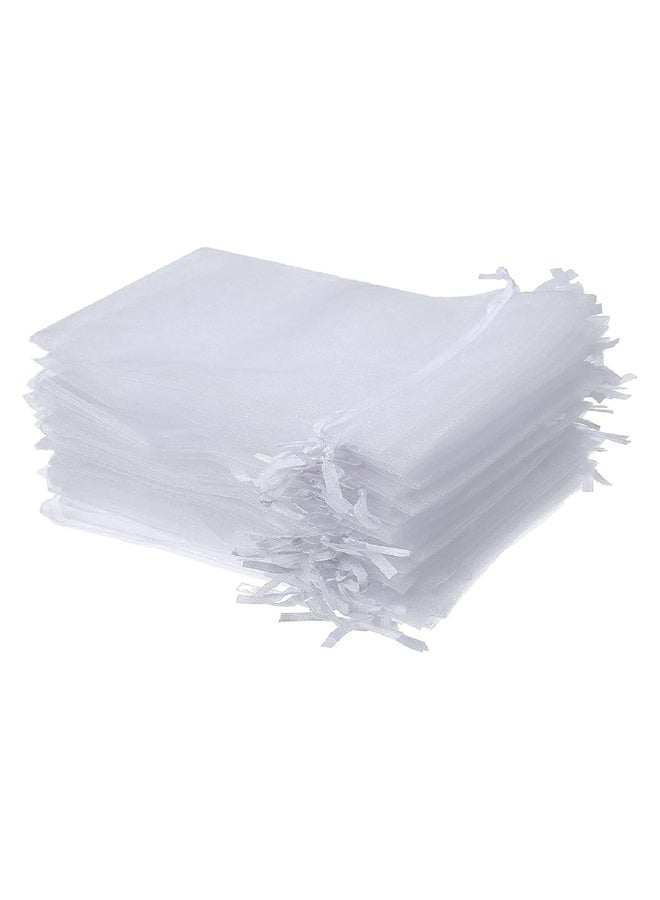 100pcs 6.7" x 9" Organza Drawstring Gift Bags for Party, Wedding, Travel, Jewelry, Candy, Baby Shower Favors, White - Image 3