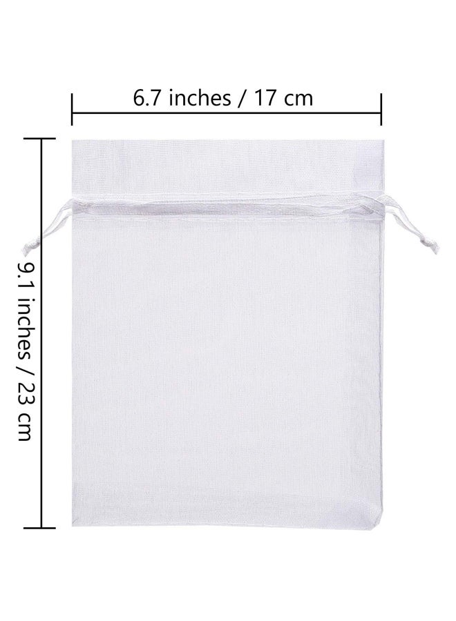 100pcs 6.7" x 9" Organza Drawstring Gift Bags for Party, Wedding, Travel, Jewelry, Candy, Baby Shower Favors, White - Image 2