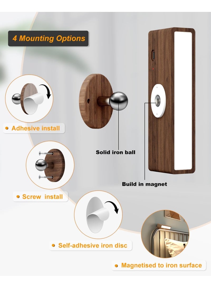 Arabest Battery Operated Wall Sconces Set of 2,Rechargeable Wall Lights Wood,Stick On Wall Lights for Bedroom,Wall Mounted Bedside Reading Lamps Dimmable,Battery Powered Wall Lamp for Bedroom - Image 5