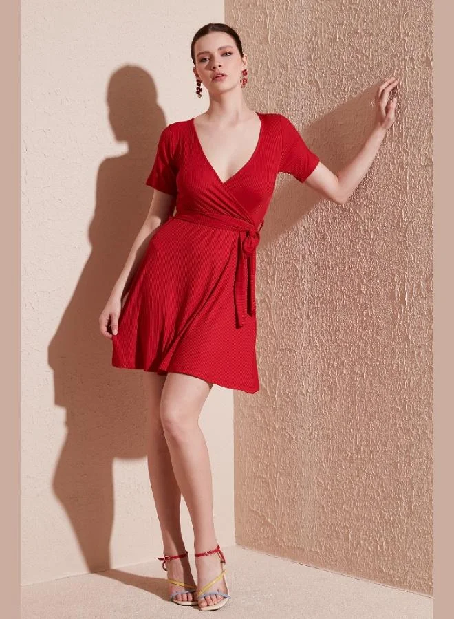 ليلا فستان لف نسائي بحزام وضلع ليلى