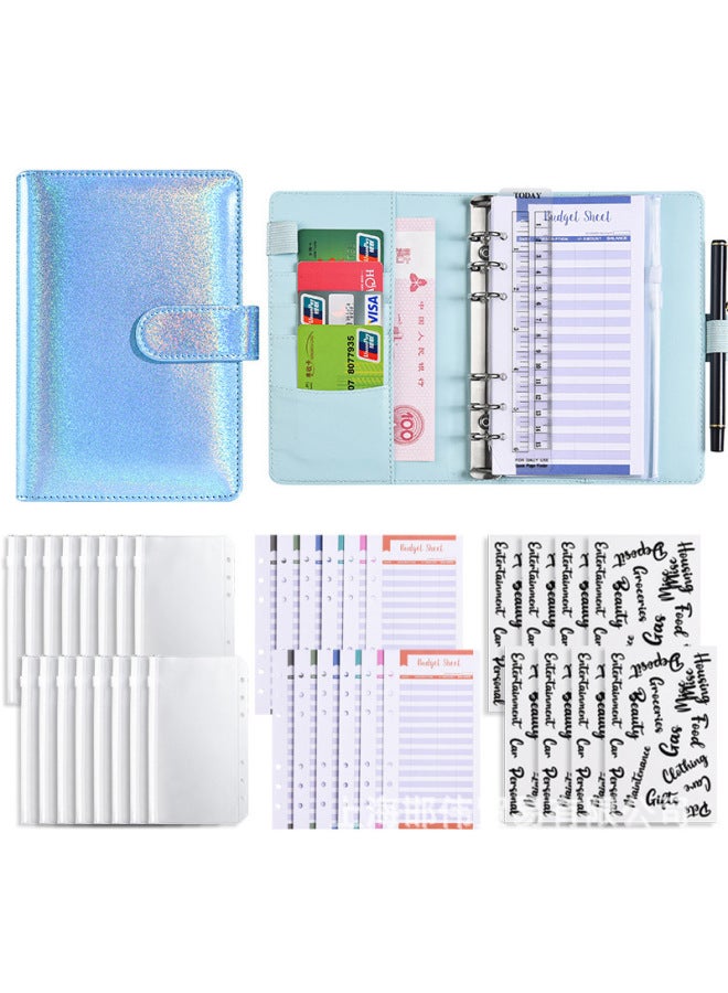 QICAI A6 Colorful Matte Laser Macaron Set Pu Notebook Cash Budget Financial Loose-leaf Book - Image 1