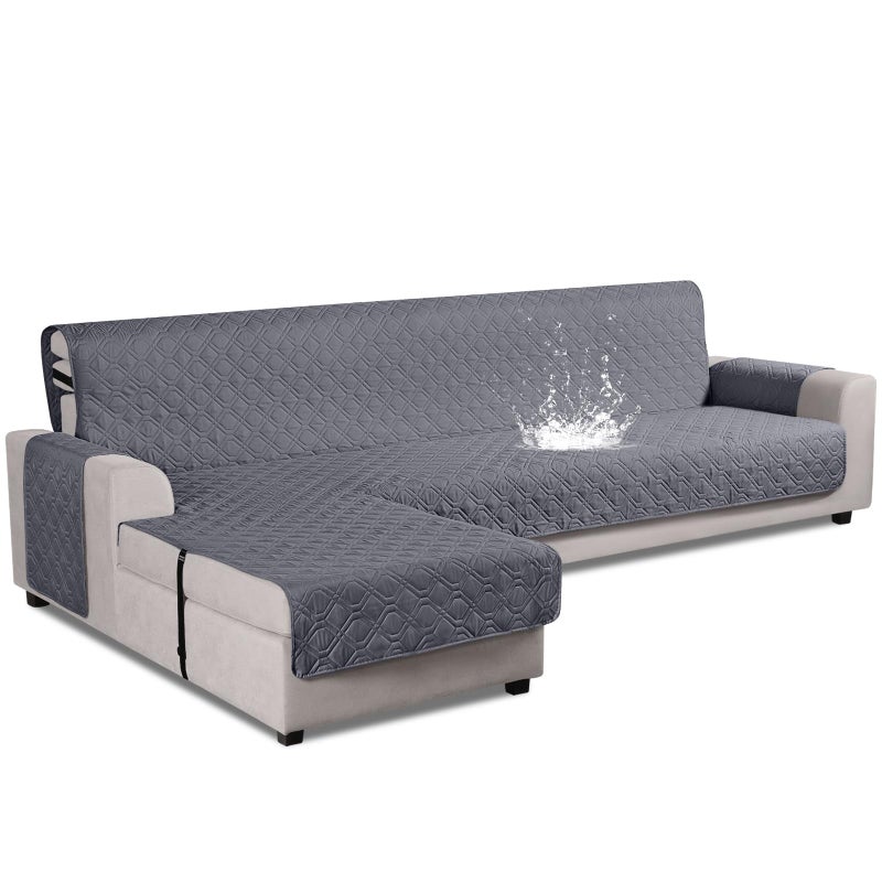 VANSOFY Upgraded Sectional Couch Covers 100% Waterproof L Shaped Sofa Slipcover Reversible Chaise Lounge Cover for Sectional Sofa Furniture Protector Cover for Pets Dog Cat(X-Large, Dark Gray) - Image 1