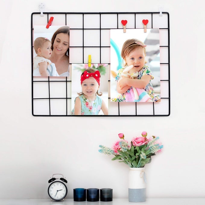 1 PACK BLACK METAL MAGNETIC WIRE GRID PANELS PHOTO PICTURE DISPLAY WALL ORGANIZER GRID BOARD HANGING HOME OFFICE DECOR